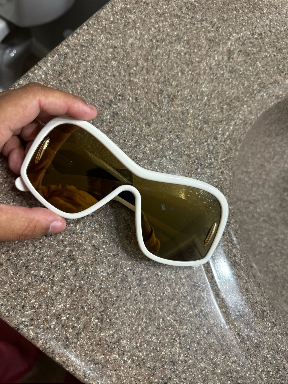 Loewe White Frame Sunglasses with Amber Lenses